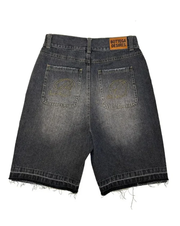 American Street Harajuku Retro Denim Shorts with Letter Embroidery Oversized Jeans Men Y2k Loose Casual Versatile Shorts Women - Image 5