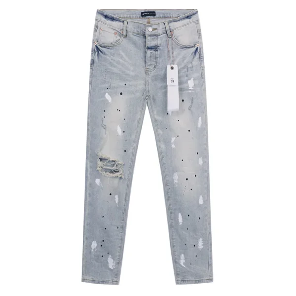 2025 Spring Summer Purples Jeans Trendy Ripped Dirty Wash Straight American Jeans Brands Pants All-match Men Woman - Image 2
