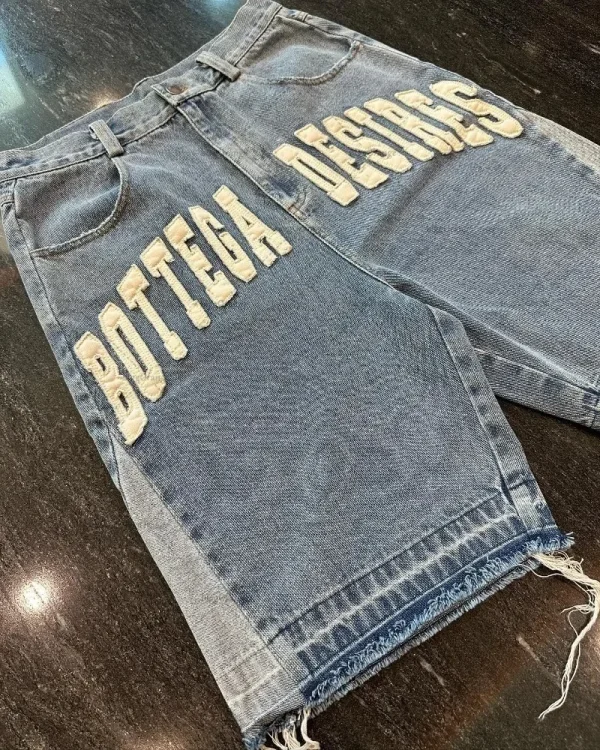 American Street Harajuku Retro Denim Shorts with Letter Embroidery Oversized Jeans Men Y2k Loose Casual Versatile Shorts Women - Image 2