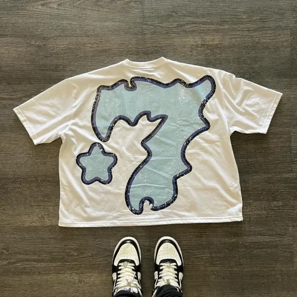 Y2K Streetwear Round Neck Big Eyes Print Graphic Oversized T-Shirt Men's Fashion Harajuku Loose Versatile Short Sleeve Top - Image 4