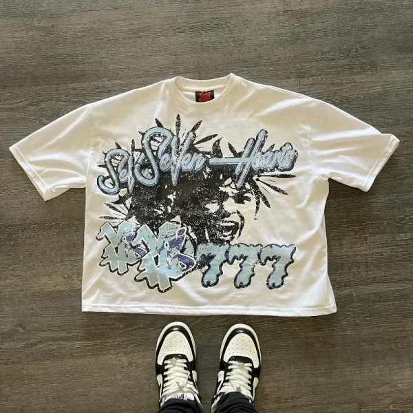 Y2K Streetwear Round Neck Big Eyes Print Graphic Oversized T-Shirt Men's Fashion Harajuku Loose Versatile Short Sleeve Top - Image 3