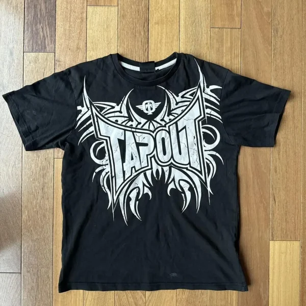 Y2K New Tapout T Shirt Letter Graphic Print Oversized TShirt Mens Punk Rock Round Neck Tops Harajuku Hip Hop Cotton Short Sleeve - Image 5