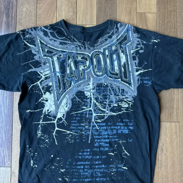 Y2K New Tapout T Shirt Letter Graphic Print Oversized TShirt Mens Punk Rock Round Neck Tops Harajuku Hip Hop Cotton Short Sleeve - Image 2