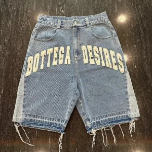 American Street Harajuku Retro Denim Shorts with Letter Embroidery Oversized Jeans Men Y2k Loose Casual Versatile Shorts Women