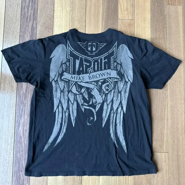 Y2K New Tapout T Shirt Letter Graphic Print Oversized TShirt Mens Punk Rock Round Neck Tops Harajuku Hip Hop Cotton Short Sleeve - Image 4