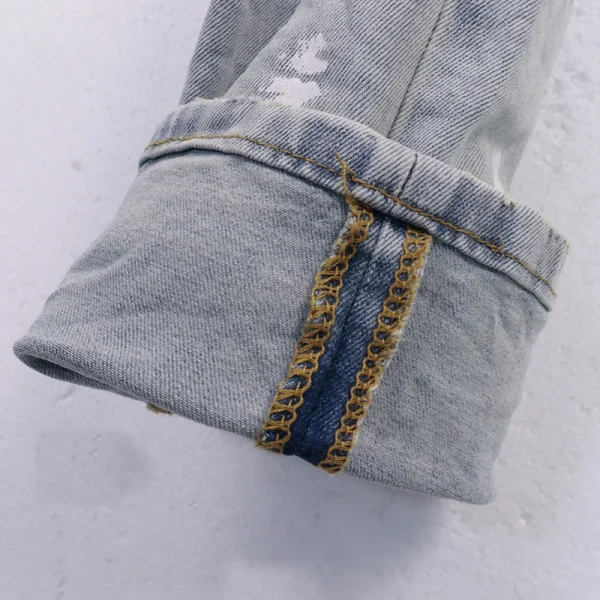 2025 Spring Summer Purples Jeans Trendy Ripped Dirty Wash Straight American Jeans Brands Pants All-match Men Woman - Image 6